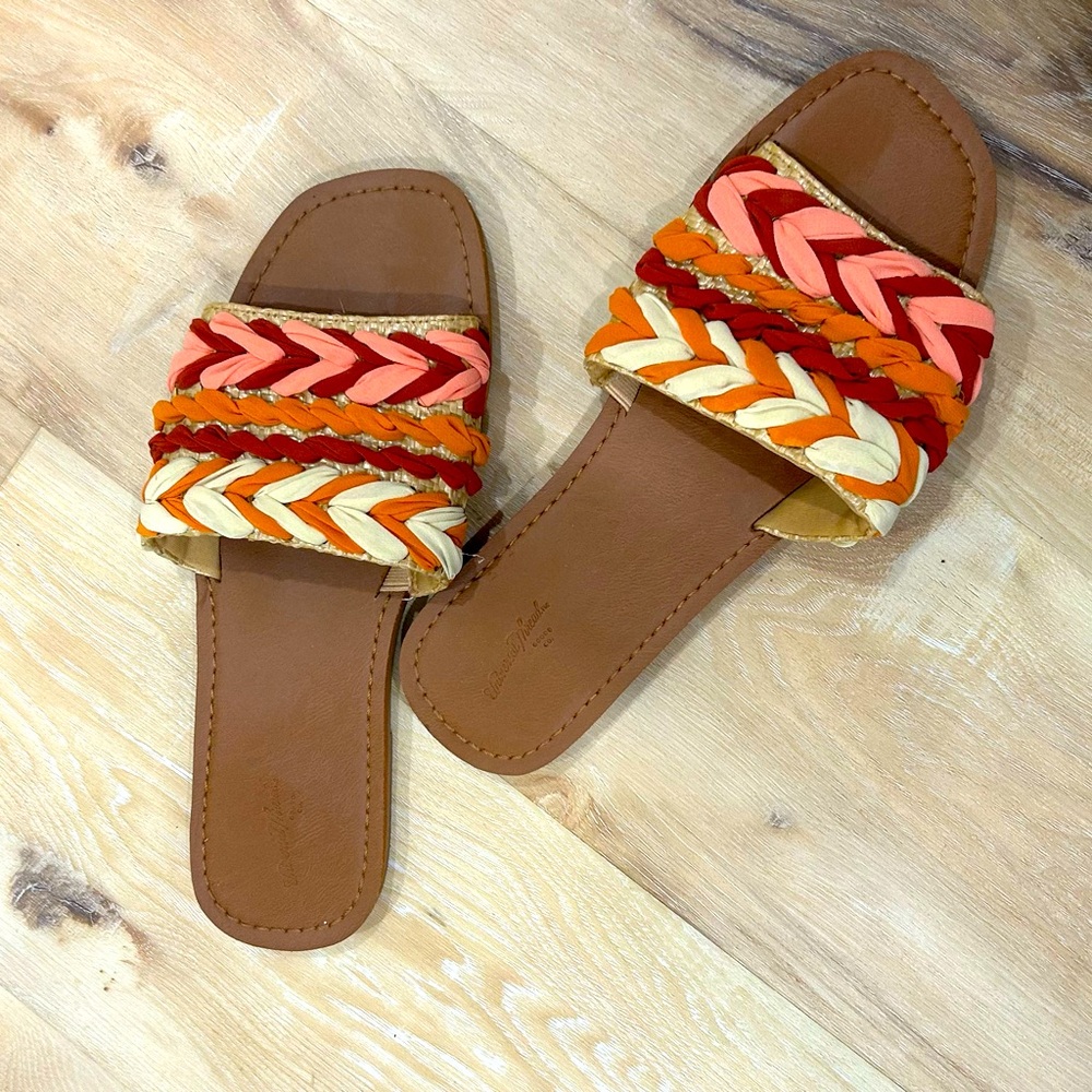 Universal Thread Red and Orange Braided Sandals